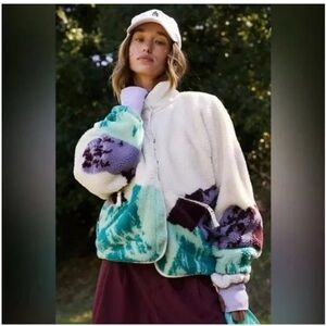 NWT FP Movement Hit the Slopes Printed Fleece Jacket Sunrise Summit Ivory combo